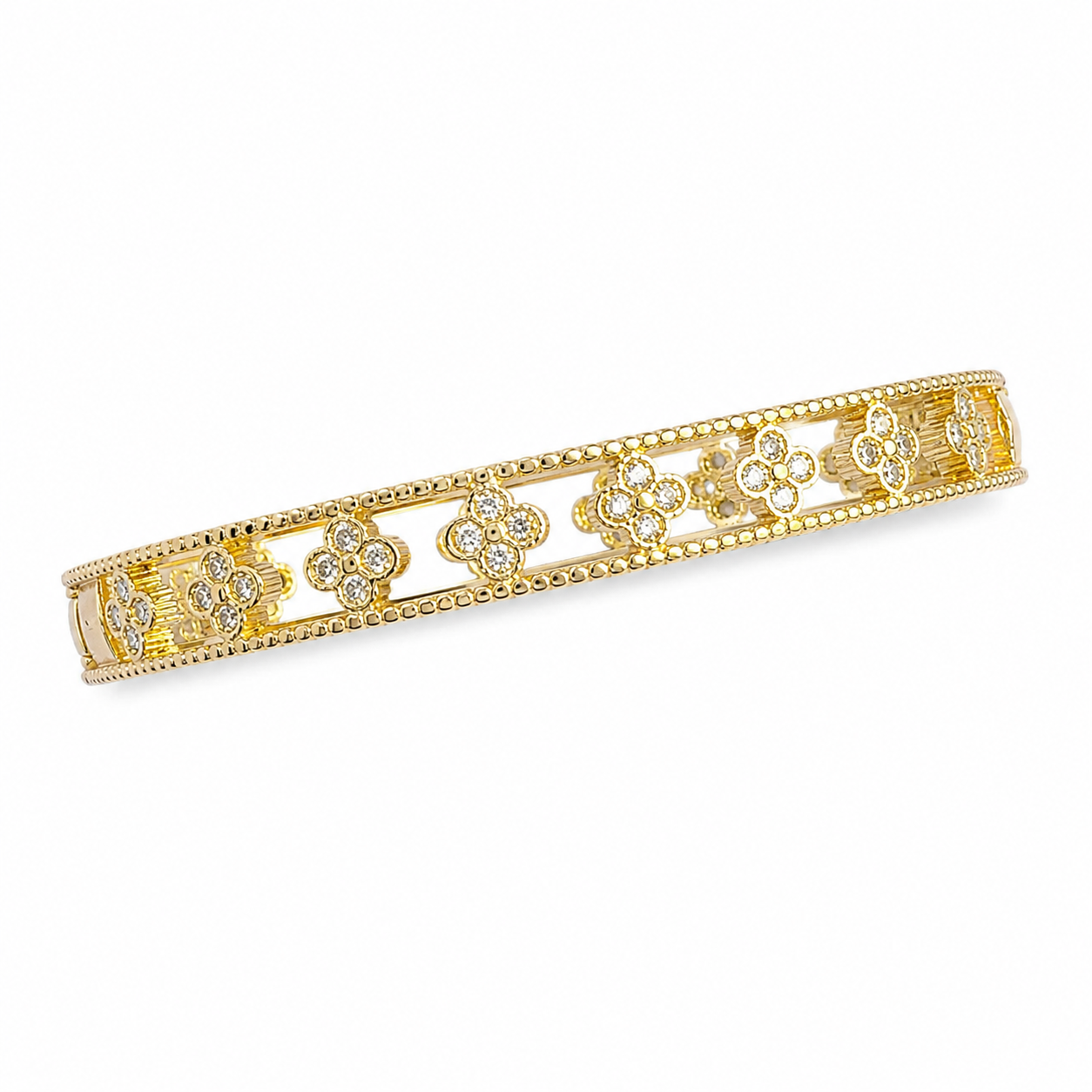 Gold Clover Bangle Bracelet