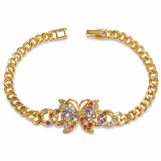 Gold Rainbow Butterfly Bracelet
