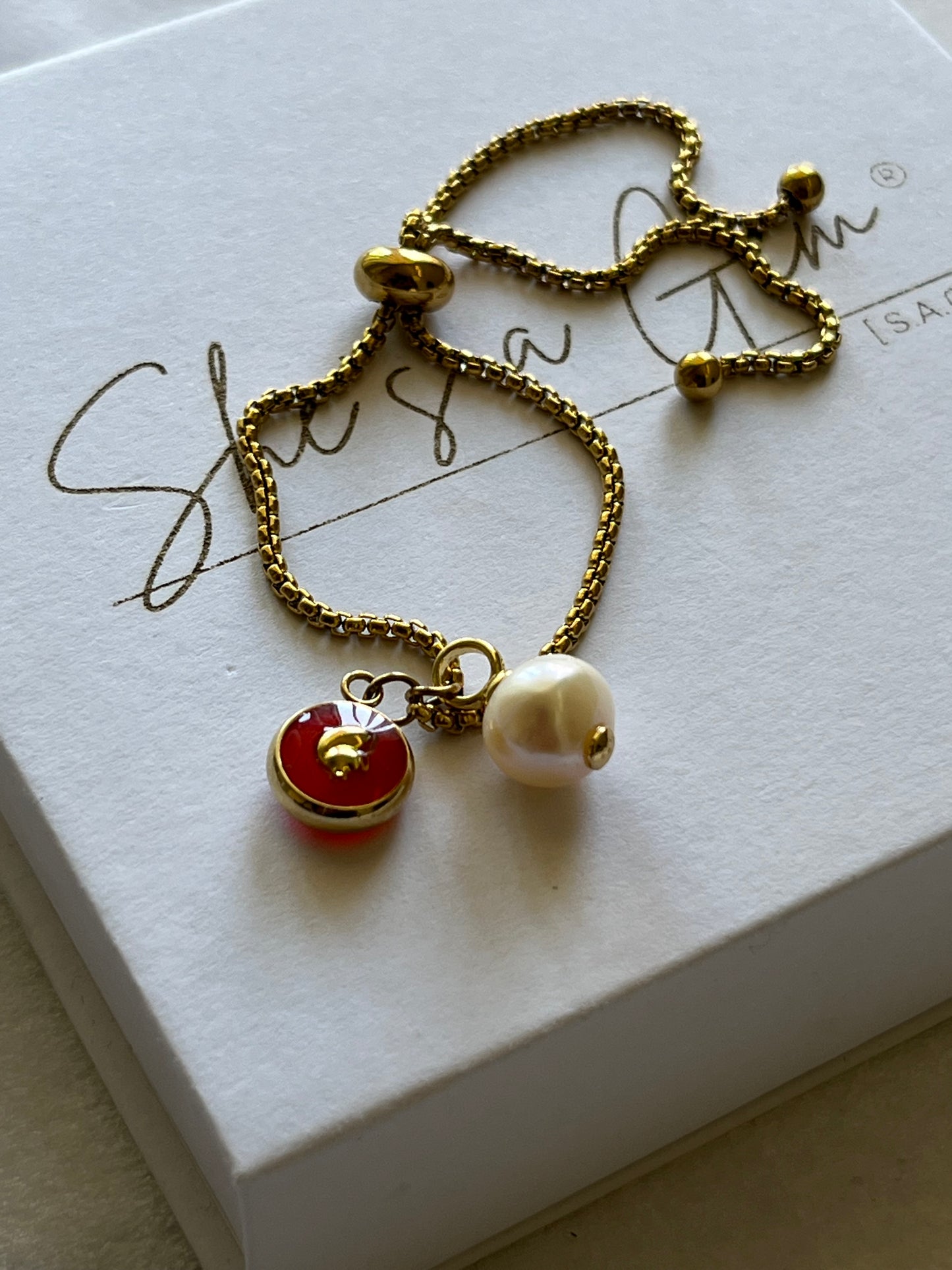 Ember Pearl Charm Bracelet