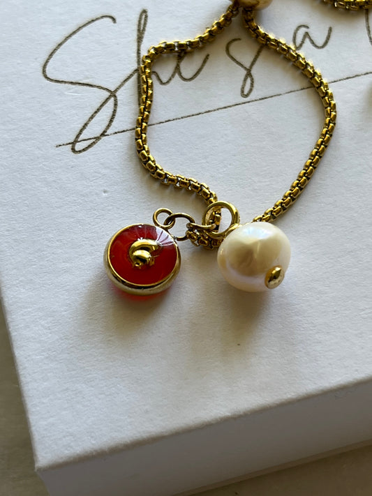 Ember Pearl Charm Bracelet