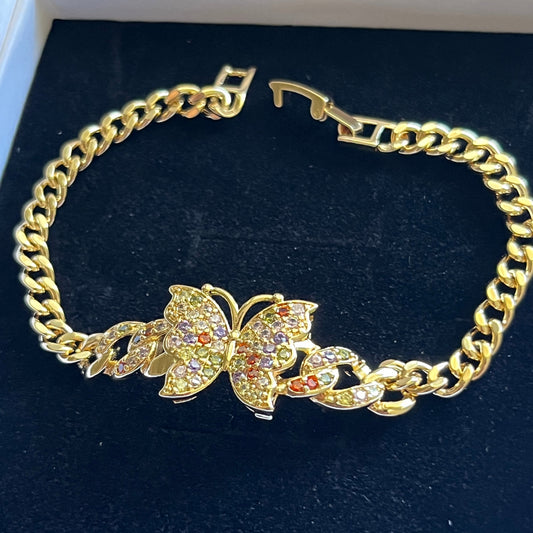 Gold Filled Rainbow Butterfly Bracelet