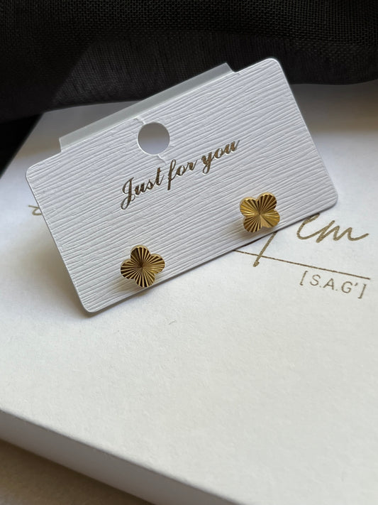 Gold Four Leaf Clover Stud Earrings