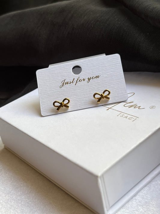 Gold Bow Stud Earrings