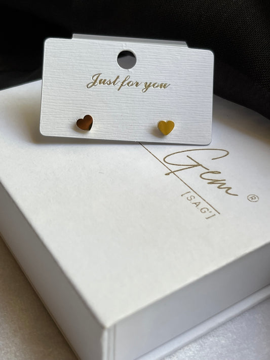 Gold Heart Stud Earrings
