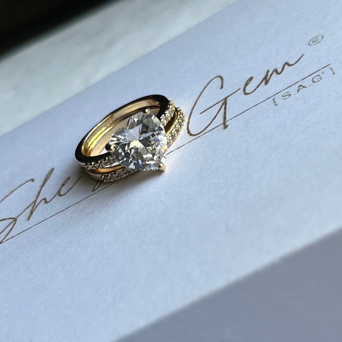 Gold Filled Florentine Heart Ring Set