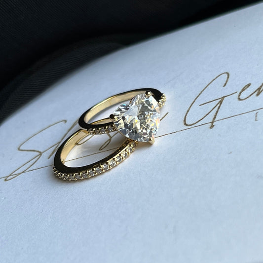 Gold Filled Florentine Heart Ring Set