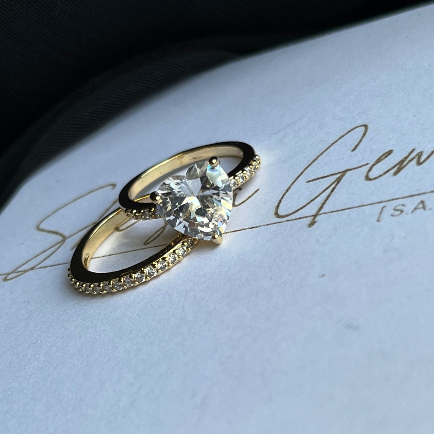 Gold Filled Florentine Heart Ring Set