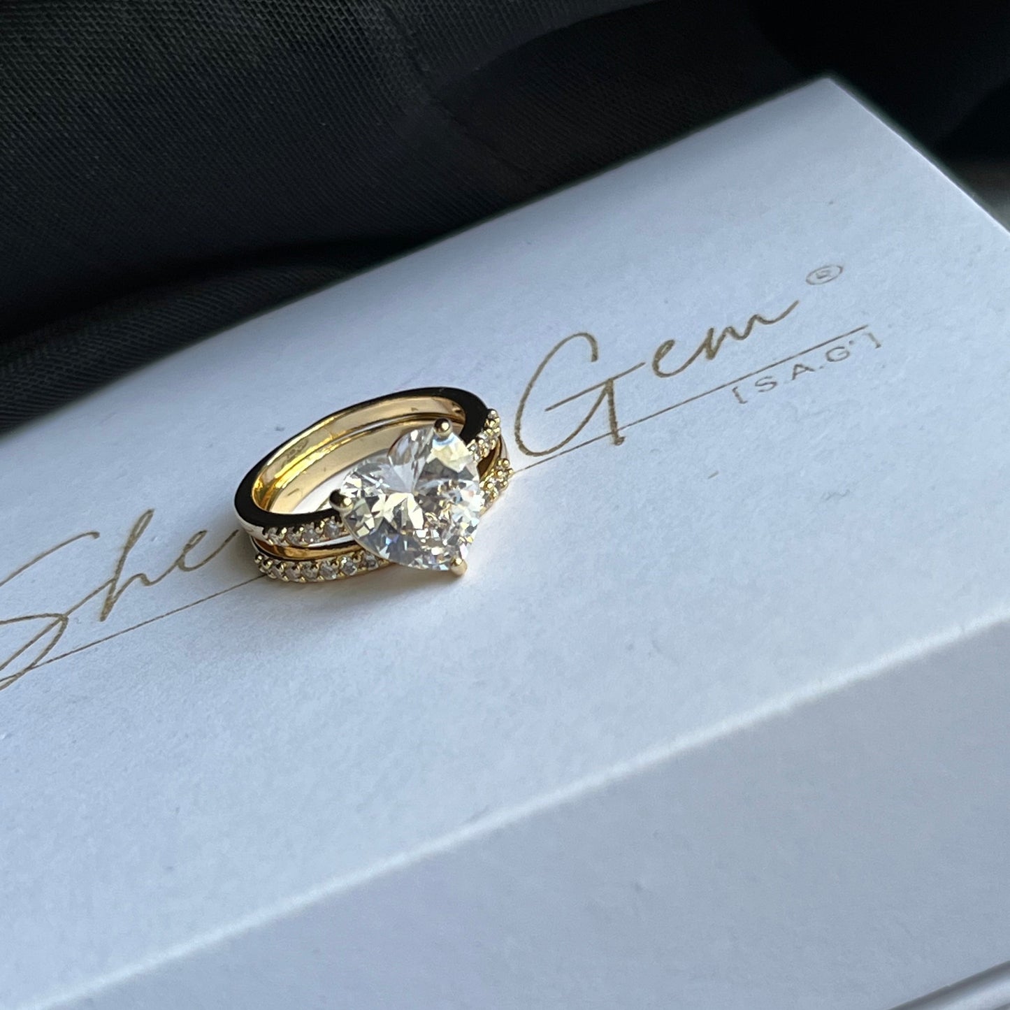 Gold Filled Florentine Heart Ring Set