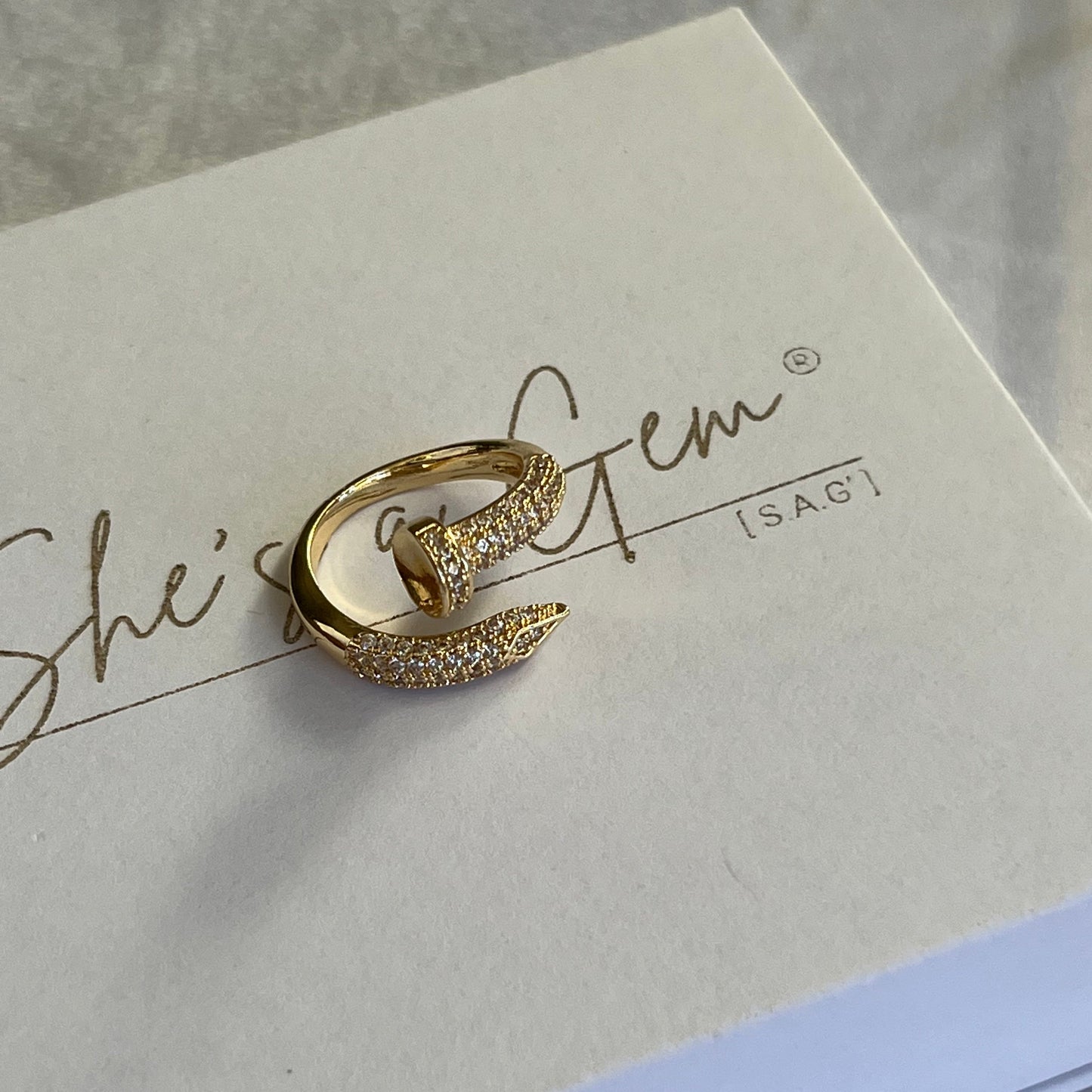 Gold Filled Pave Crystal Open Band Ring