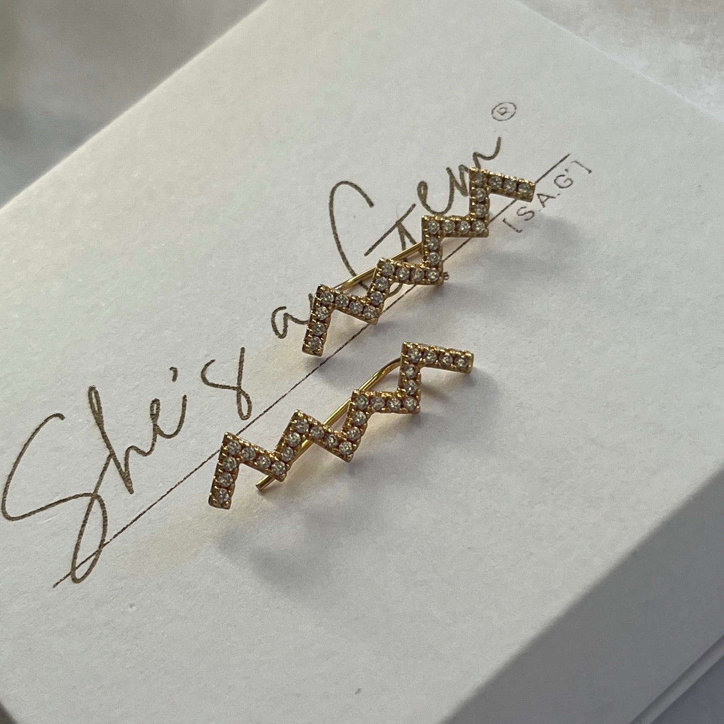 Gold Filled Thunderbolt Ear Climber Earrings