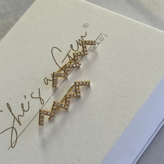 Gold Filled Thunderbolt Ear Climber Earrings