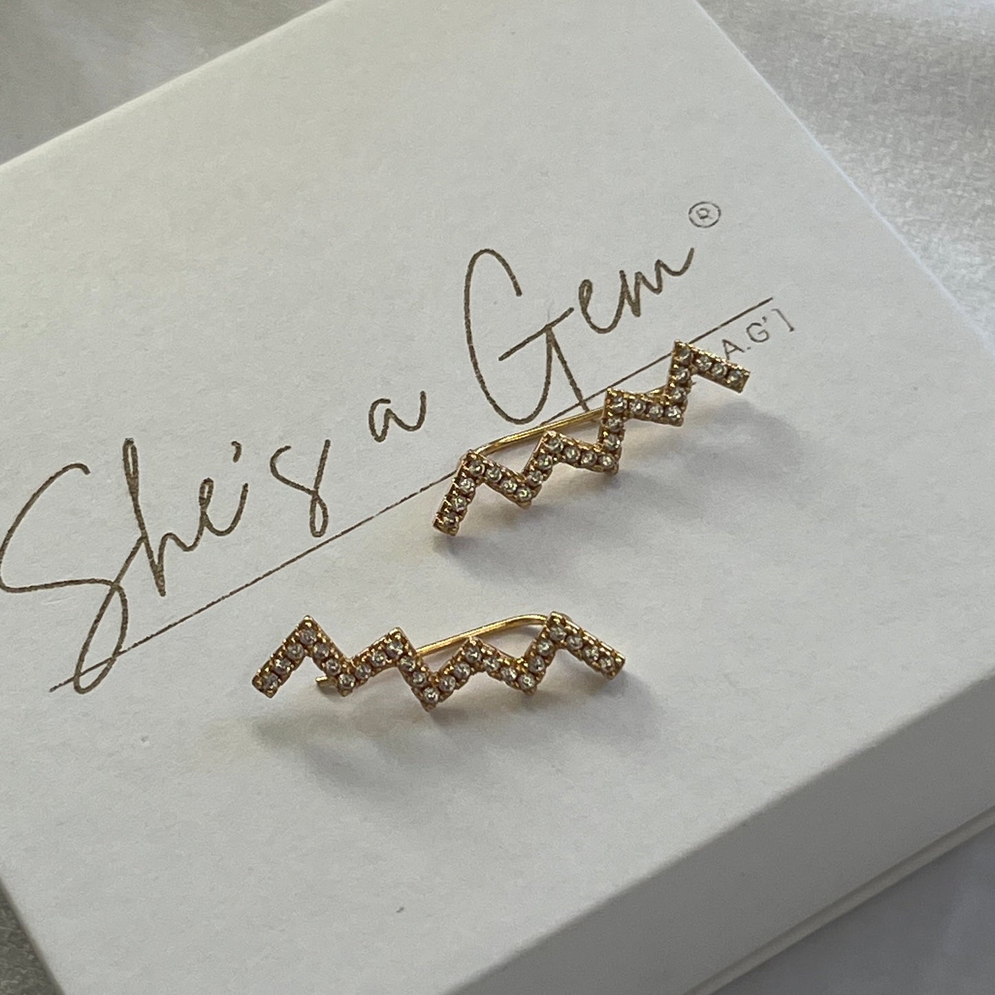 Gold Filled Thunderbolt Ear Climber Earrings