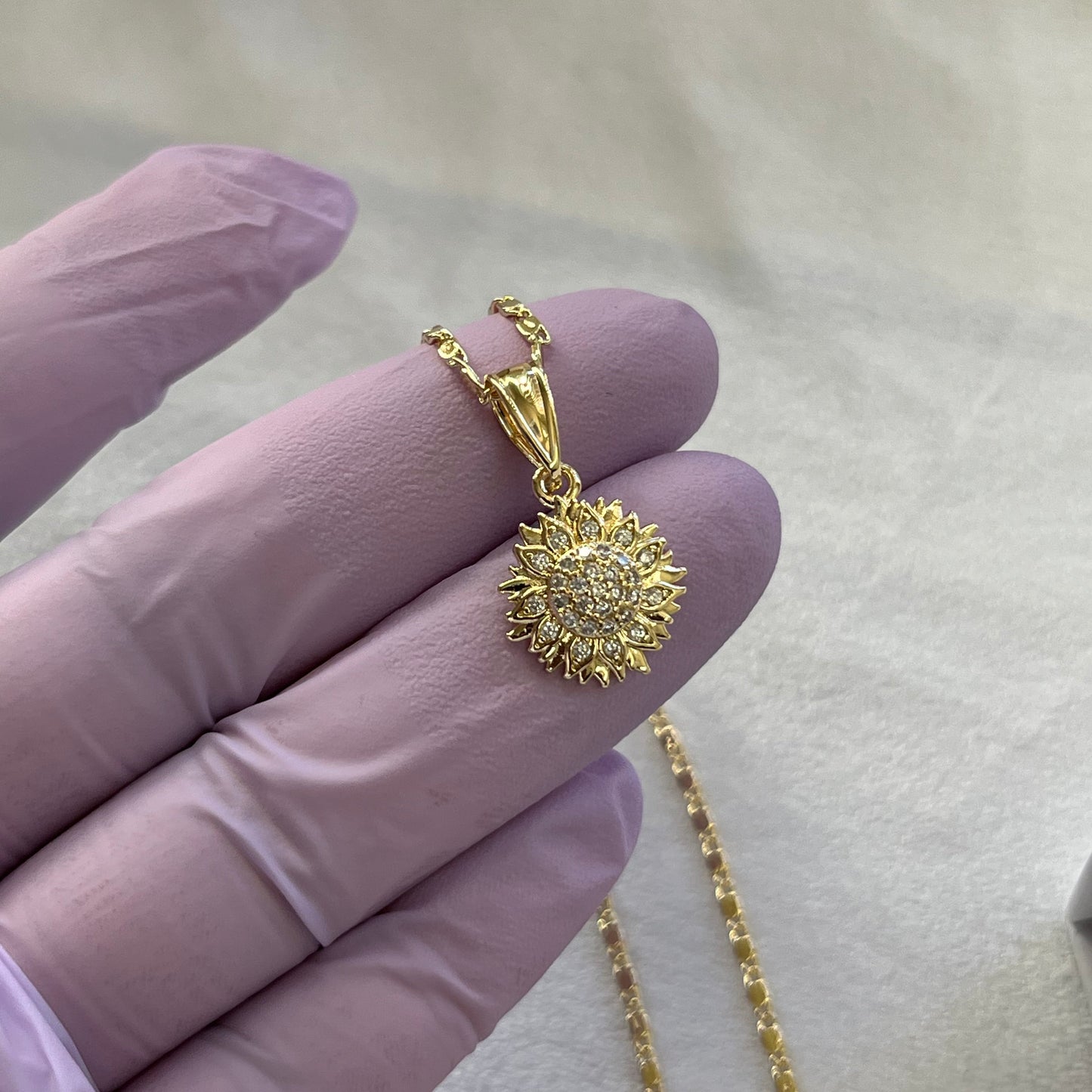 18K Gold Filled Rising Sun Necklace & Earring Set