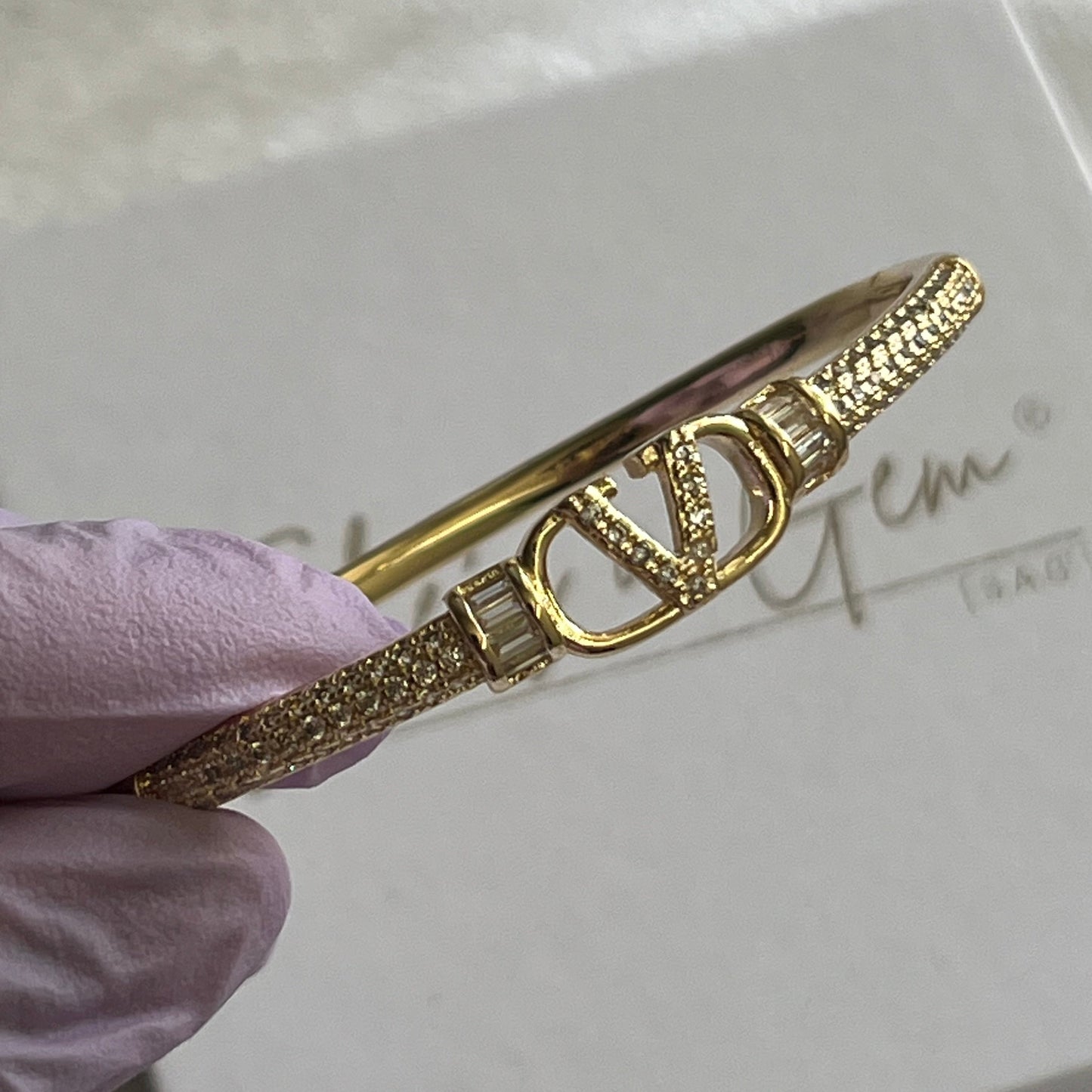 Gold Filled Florence Victorian Zirconia Bangle Bracelet