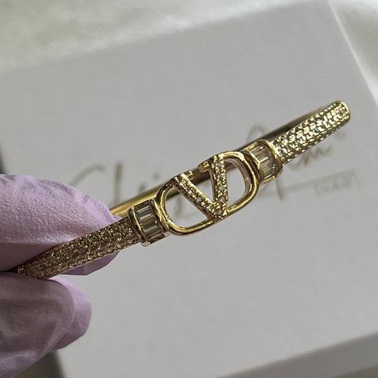 Gold Filled Florence Victorian Zirconia Bangle Bracelet