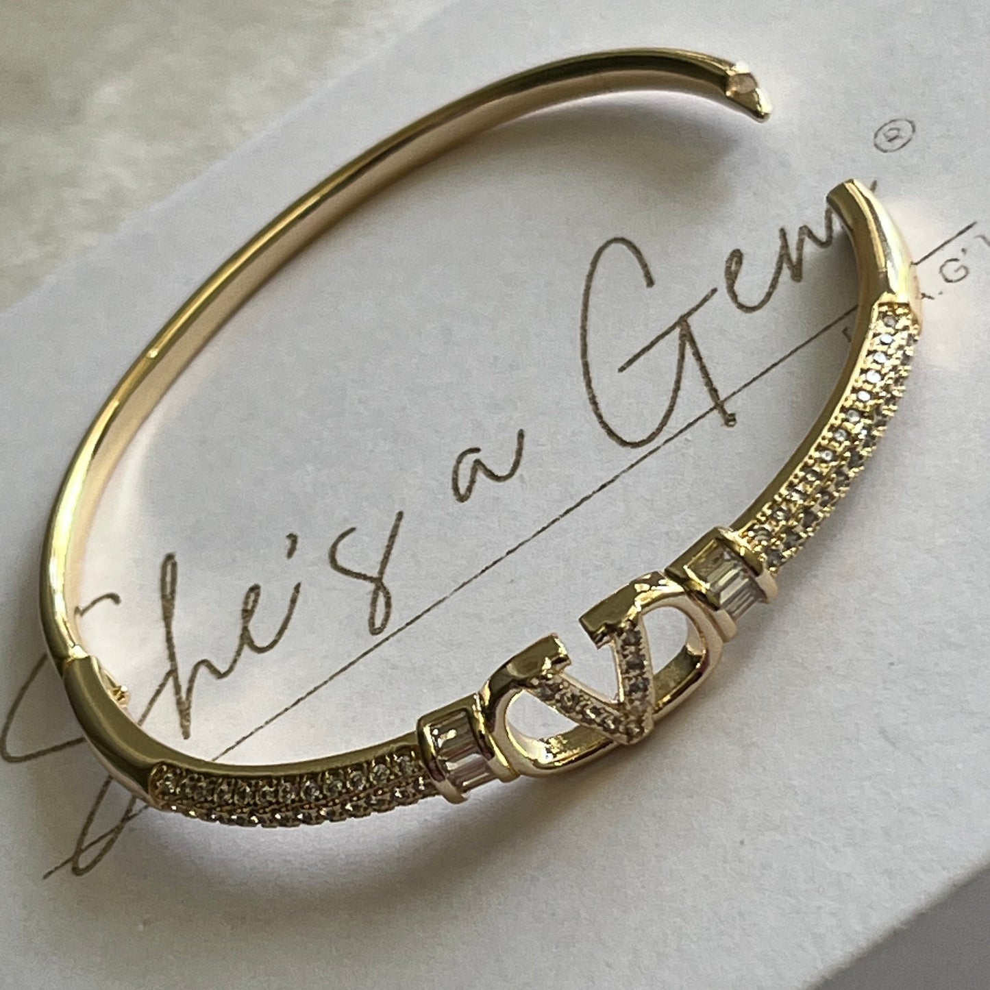 Gold Filled Florence Victorian Zirconia Bangle Bracelet