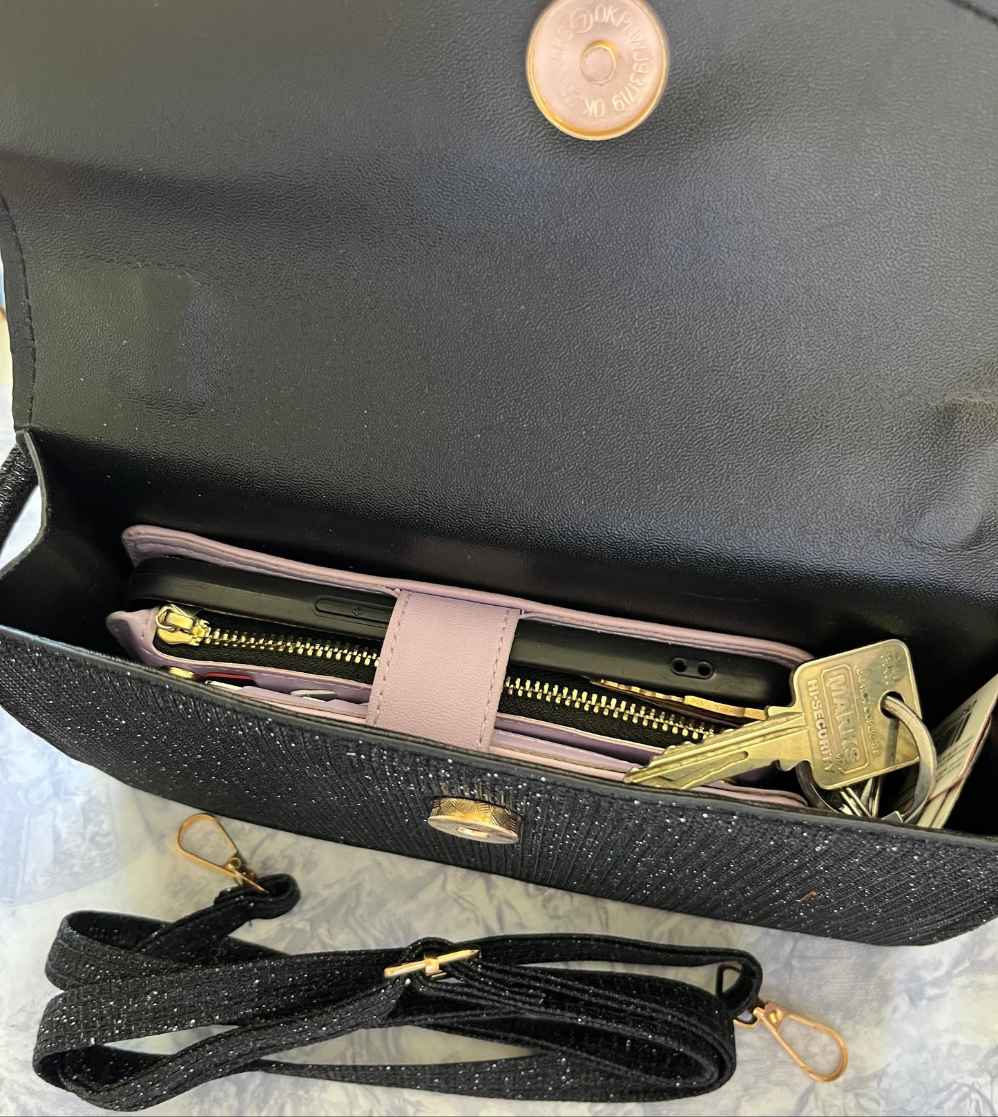 Black Glitter Evening Bag