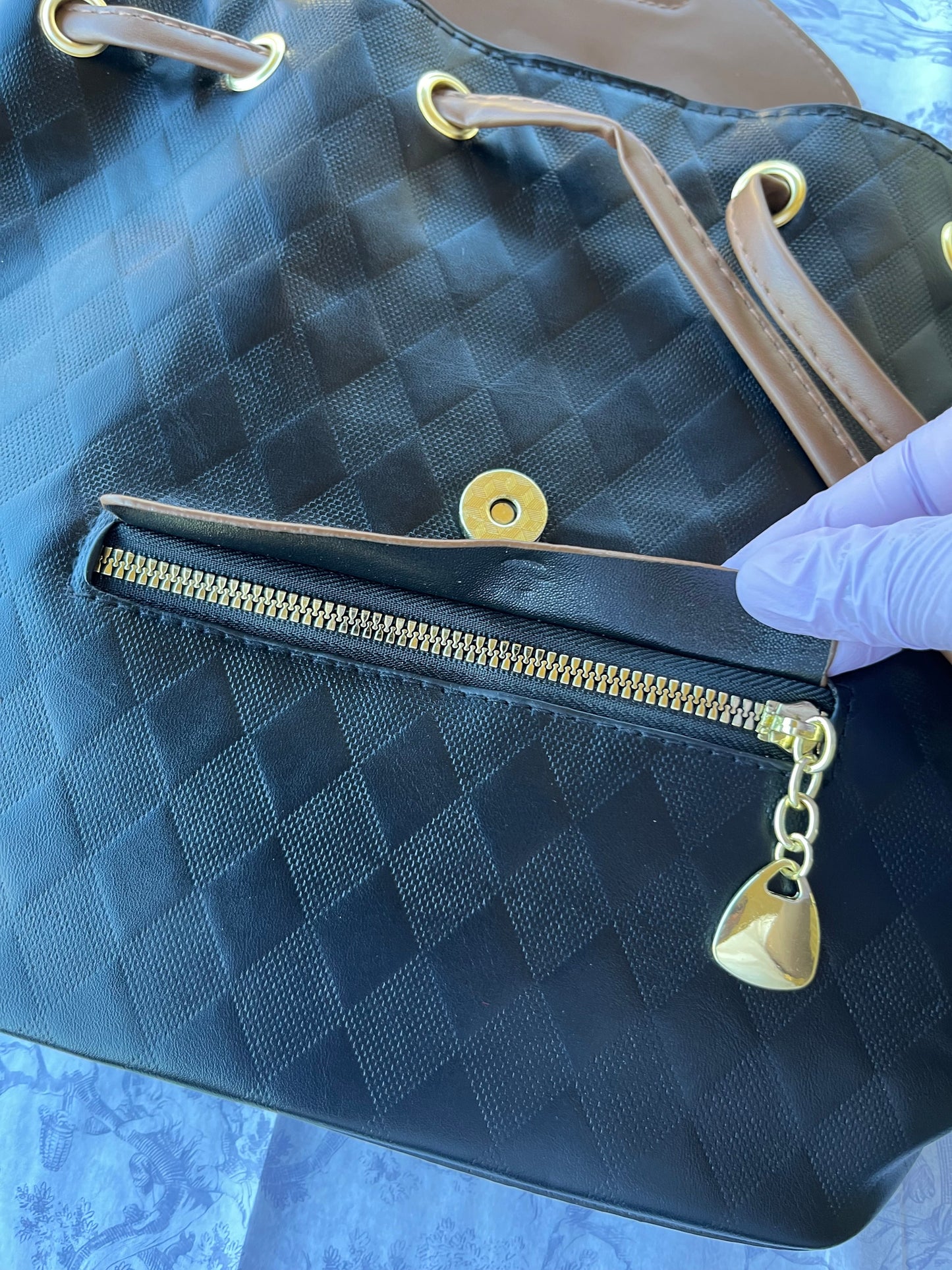 Brown/Black Everyday Luxe Quilted Backpack