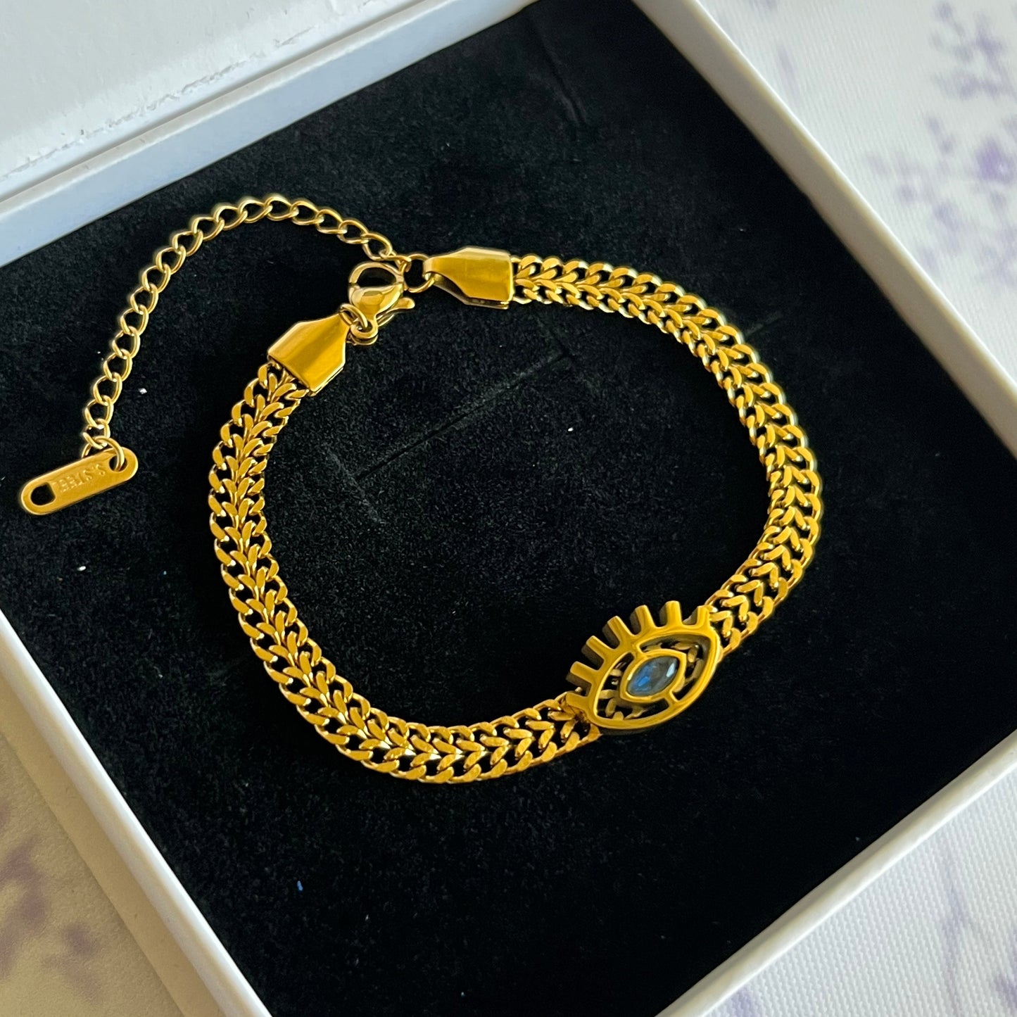 18K Gold Plated Stainless Steel Evil Eye Chain Bracelet