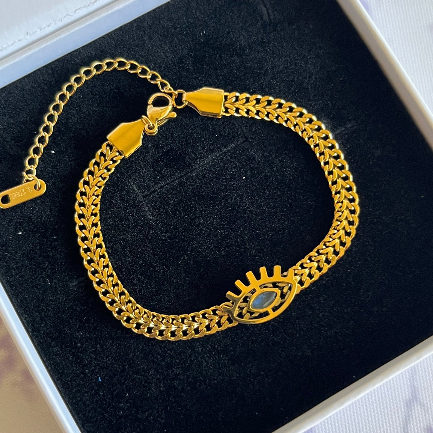 18K Gold Plated Stainless Steel Evil Eye Chain Bracelet