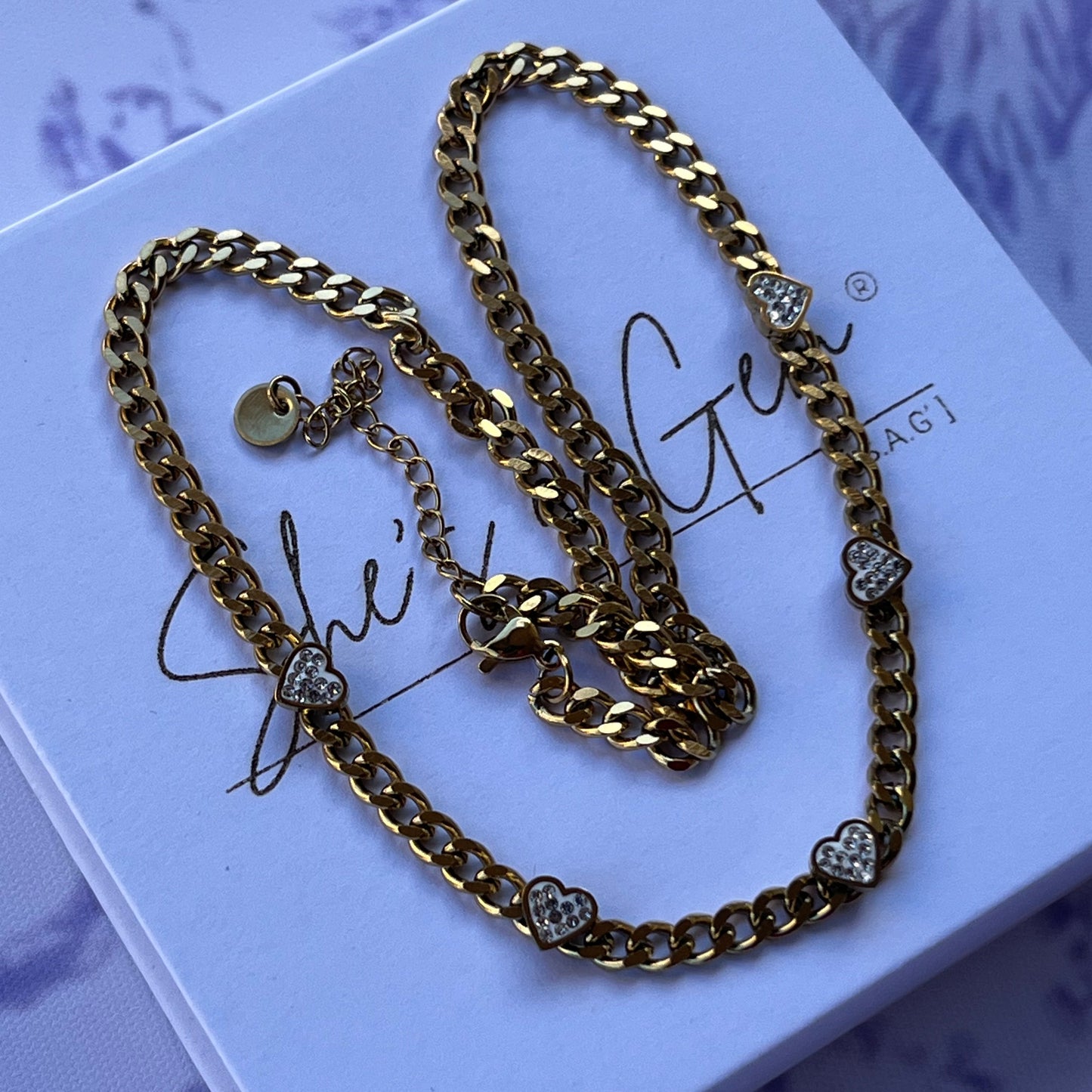 18K Gold Plated Stainless Steel Hearts Necklace