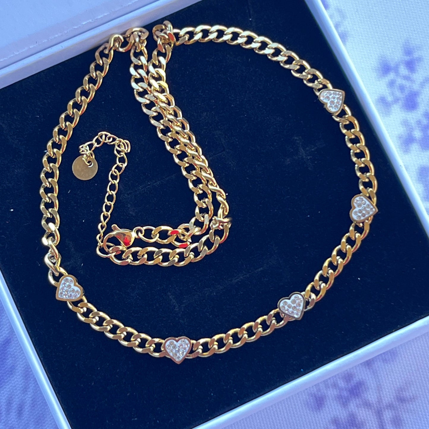 18K Gold Plated Stainless Steel Hearts Necklace