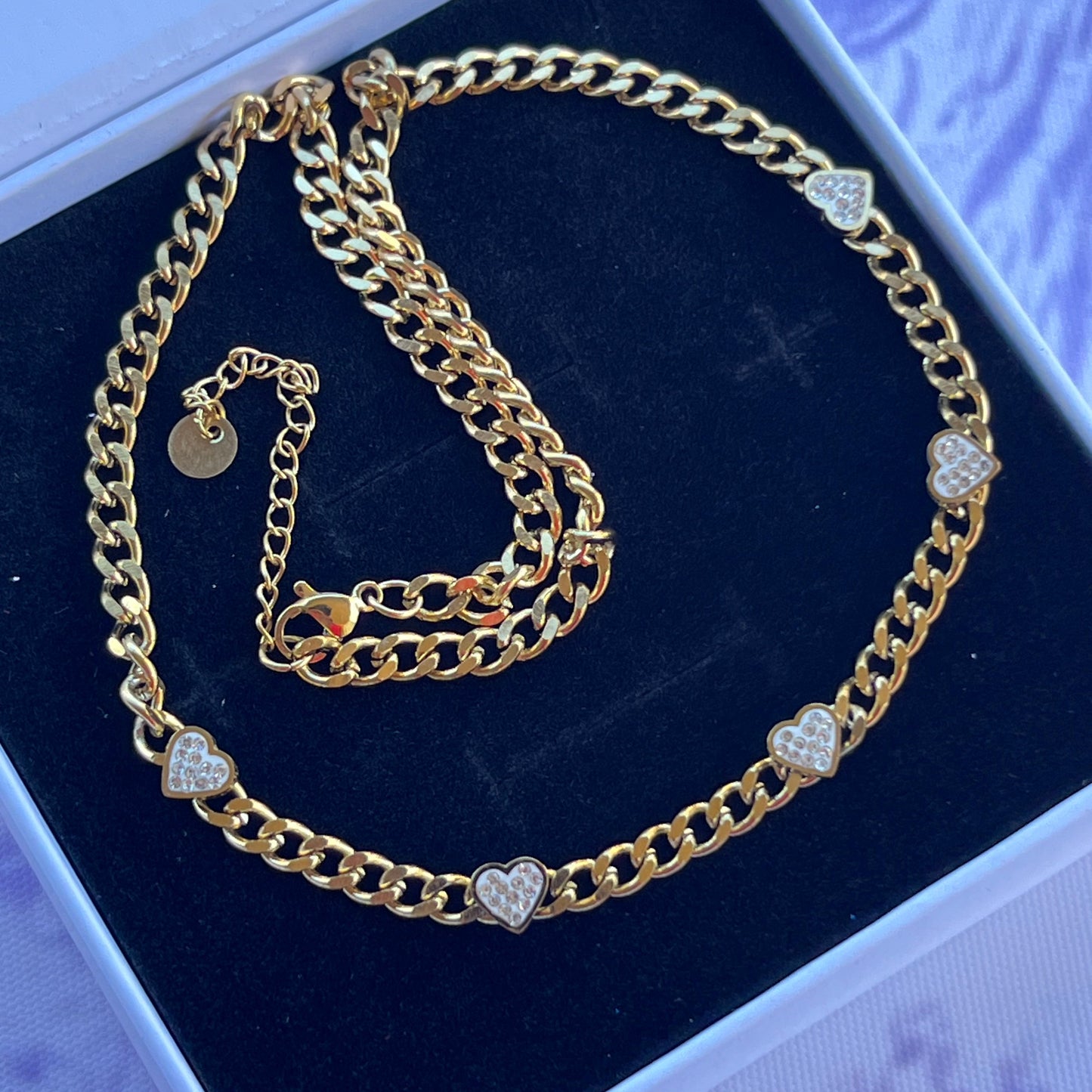 18K Gold Plated Stainless Steel Hearts Necklace