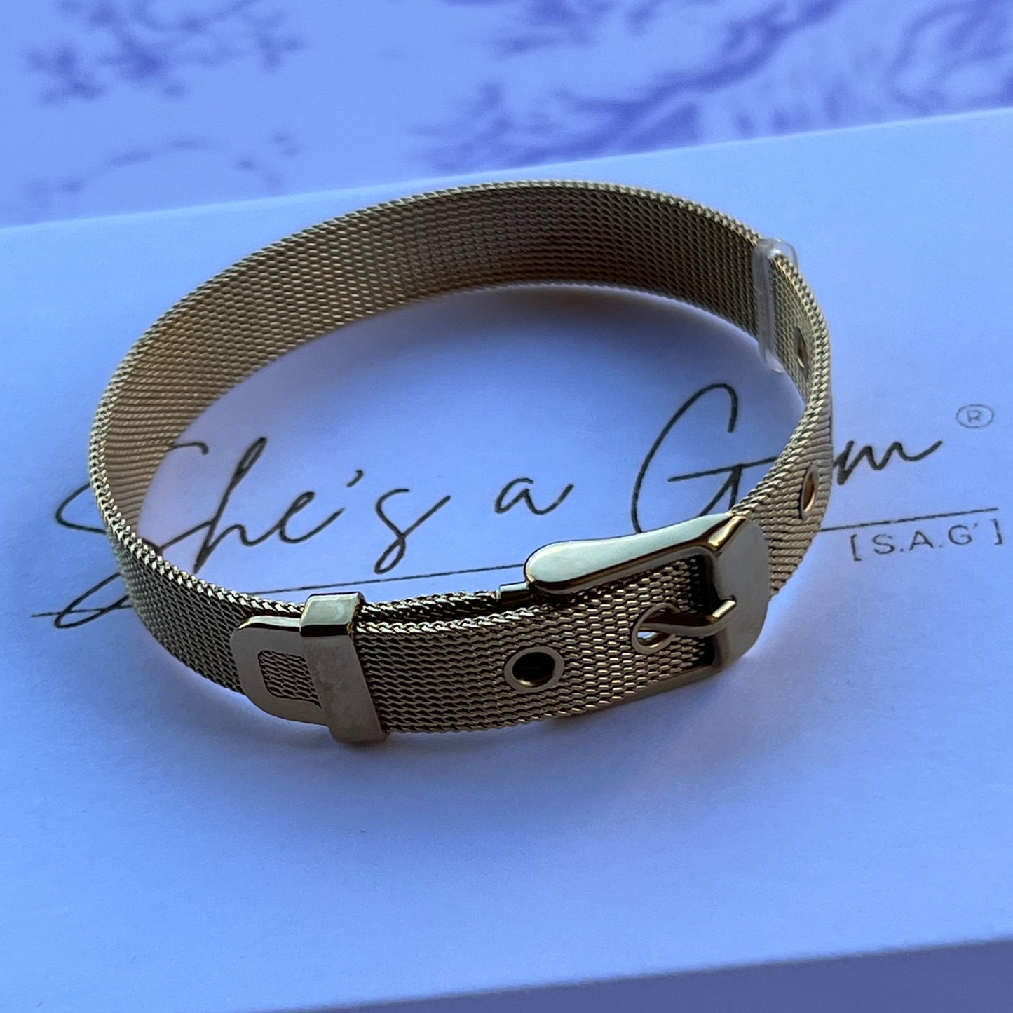 18K Gold Plated Stainless Steel Mesh Buckle Bracelet