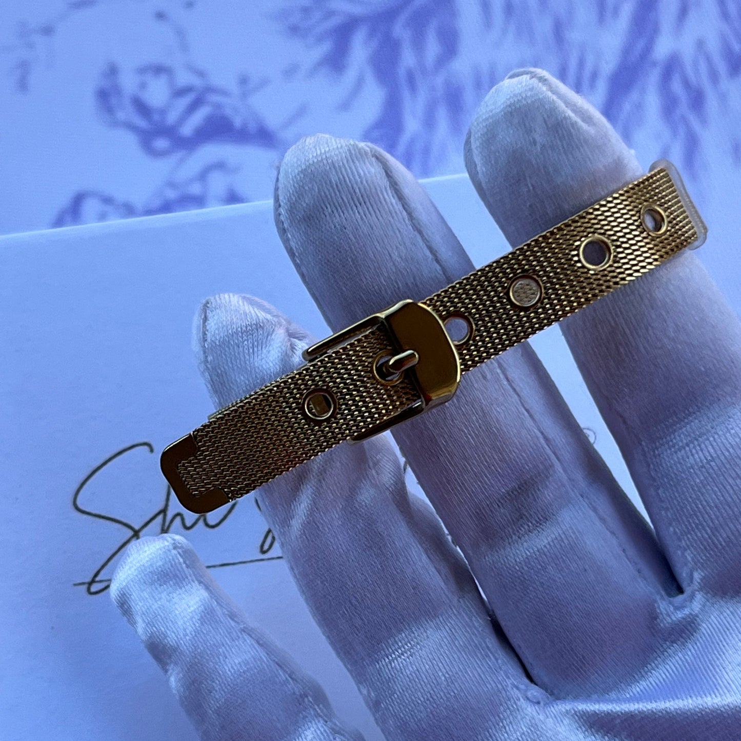 18K Gold Plated Stainless Steel Mesh Buckle Bracelet