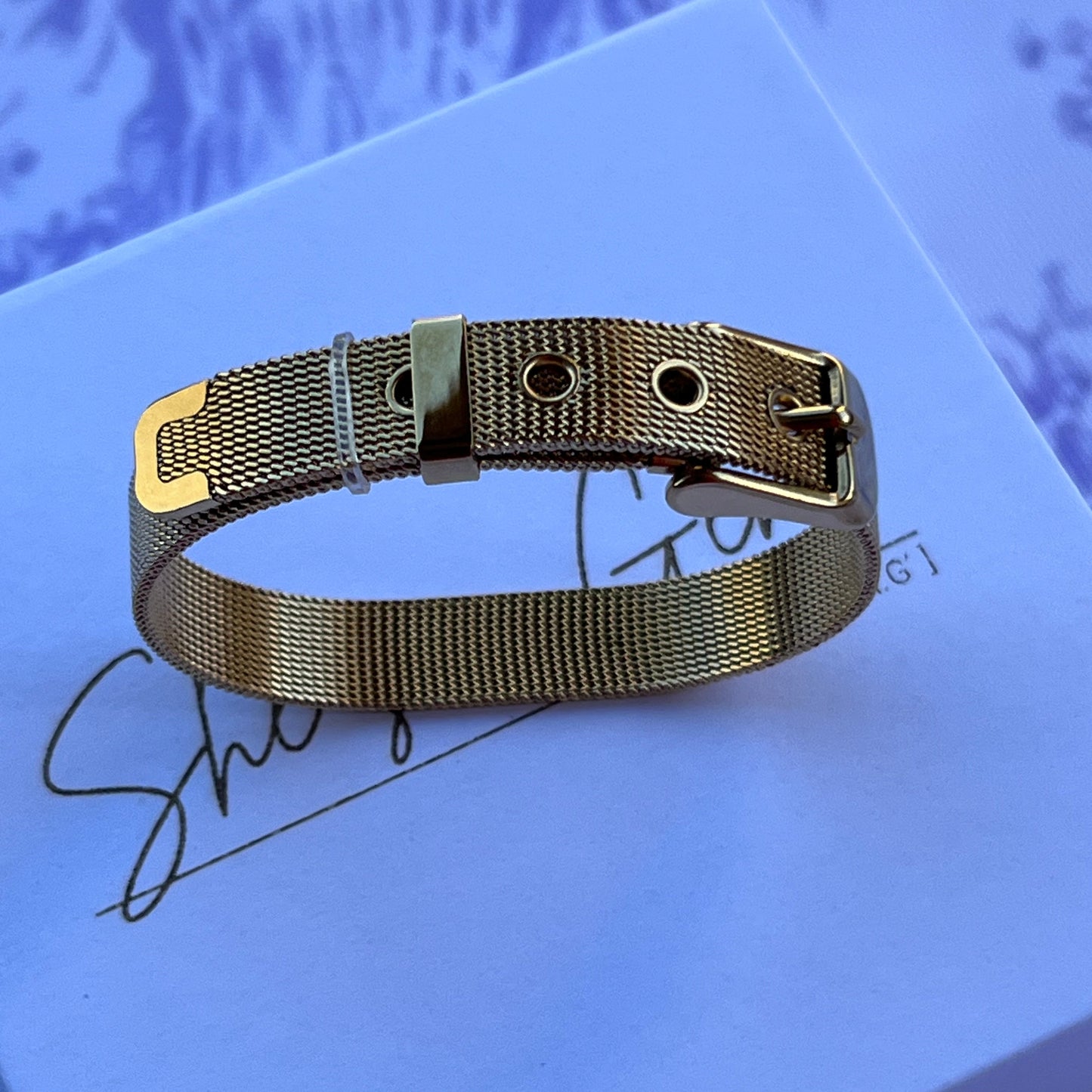 18K Gold Plated Stainless Steel Mesh Buckle Bracelet