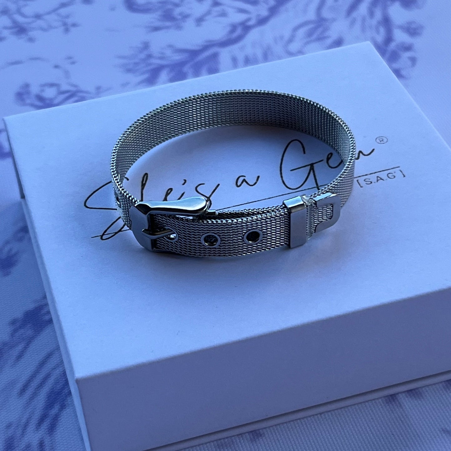 Silver Stainless Steel Mesh Buckle Bracelet