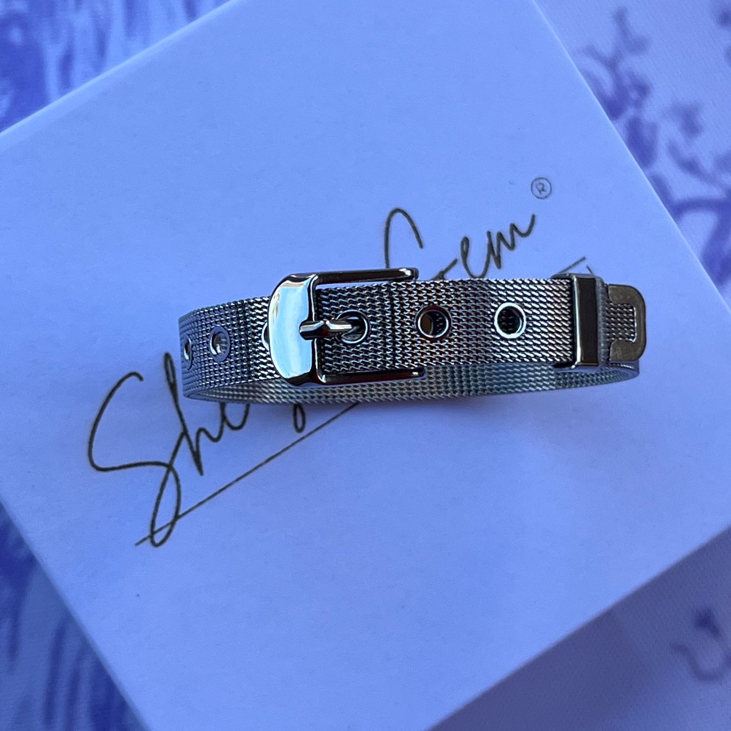 Silver Stainless Steel Mesh Buckle Bracelet