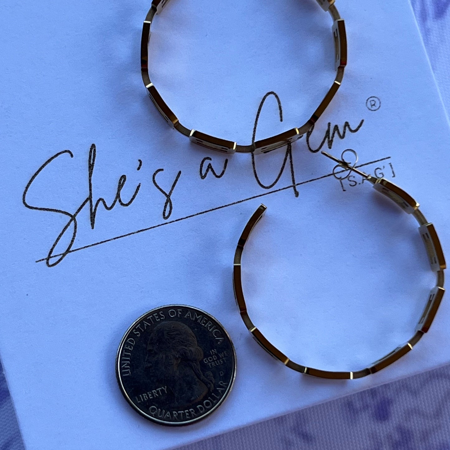 18K Gold Plated Stainless Steel Link Hoop Earrings