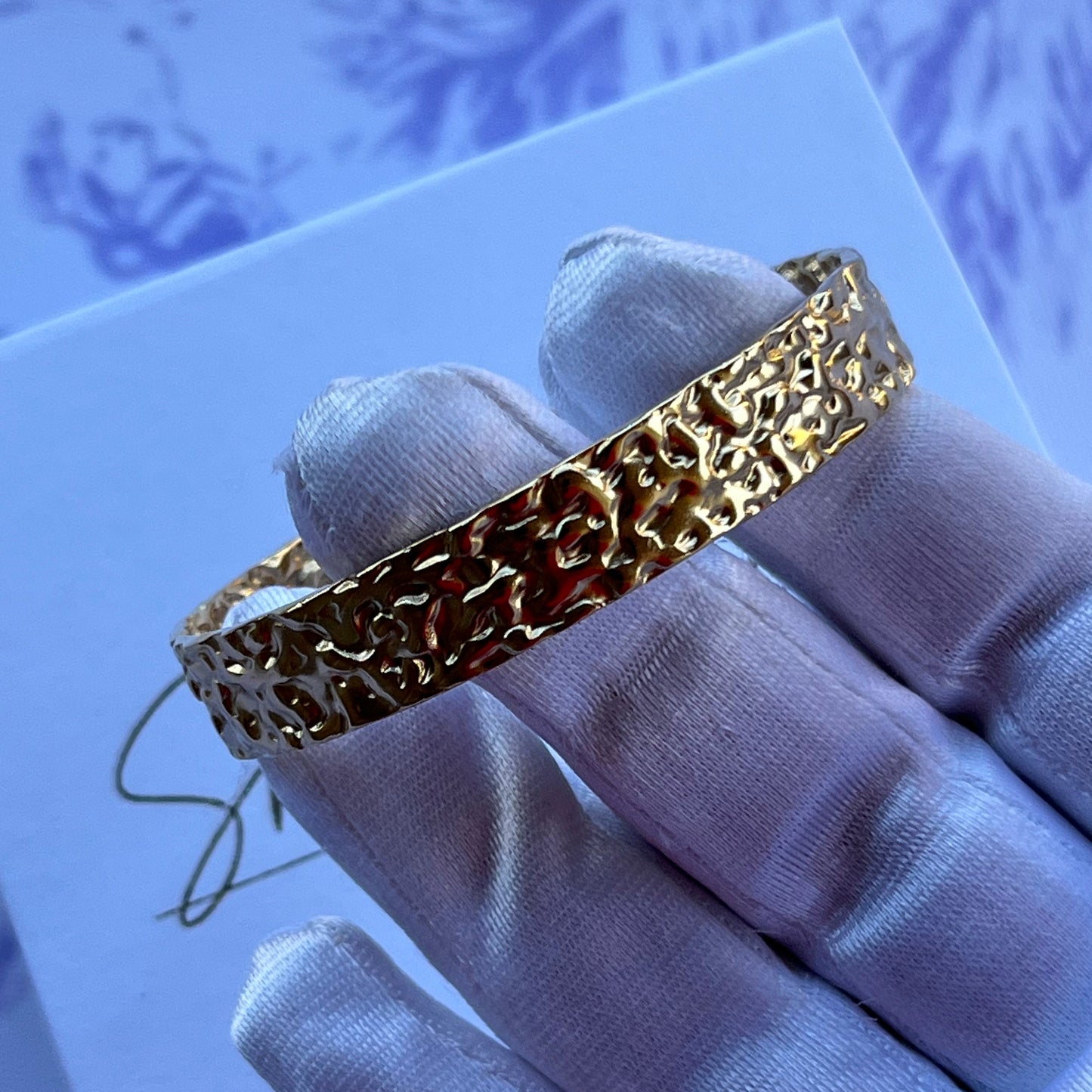 18K Gold Plated Stainless Steel Molten Cuff Bracelet