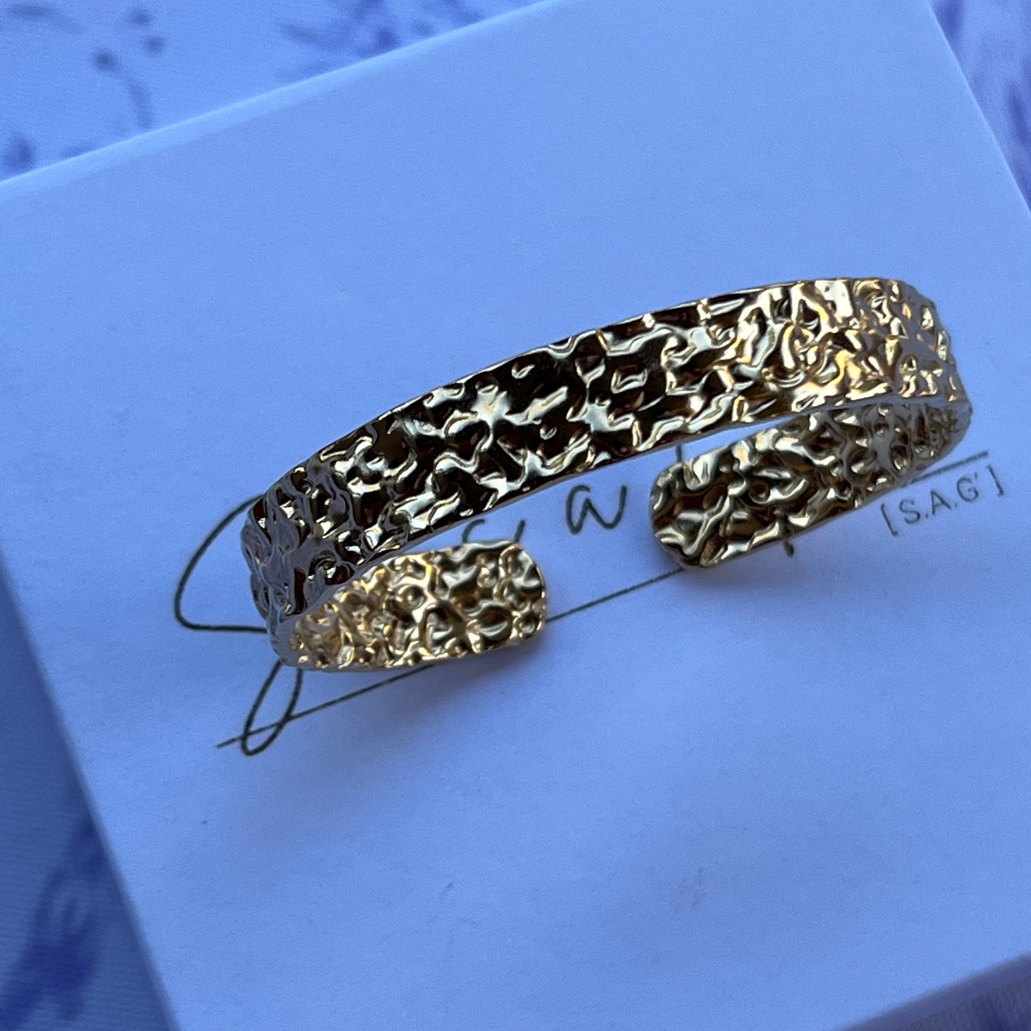 18K Gold Plated Stainless Steel Molten Cuff Bracelet