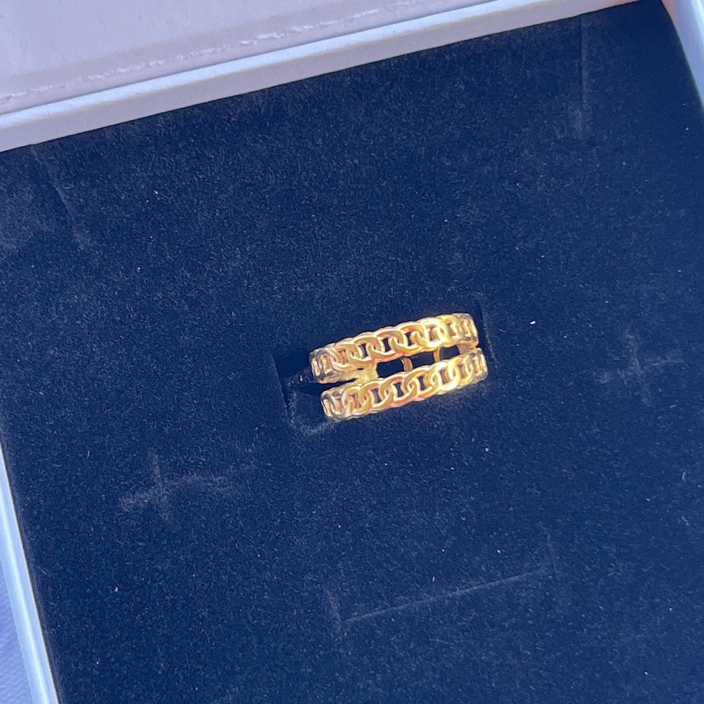 18K Gold Plated Stainless Steel Open Cuff Chain Ring