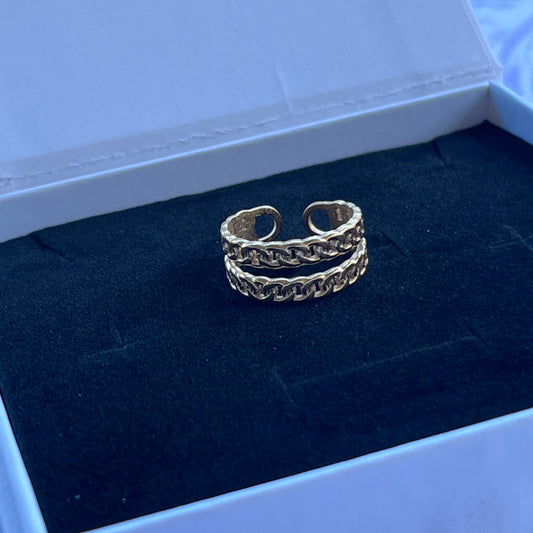 18K Gold Plated Stainless Steel Open Cuff Chain Ring