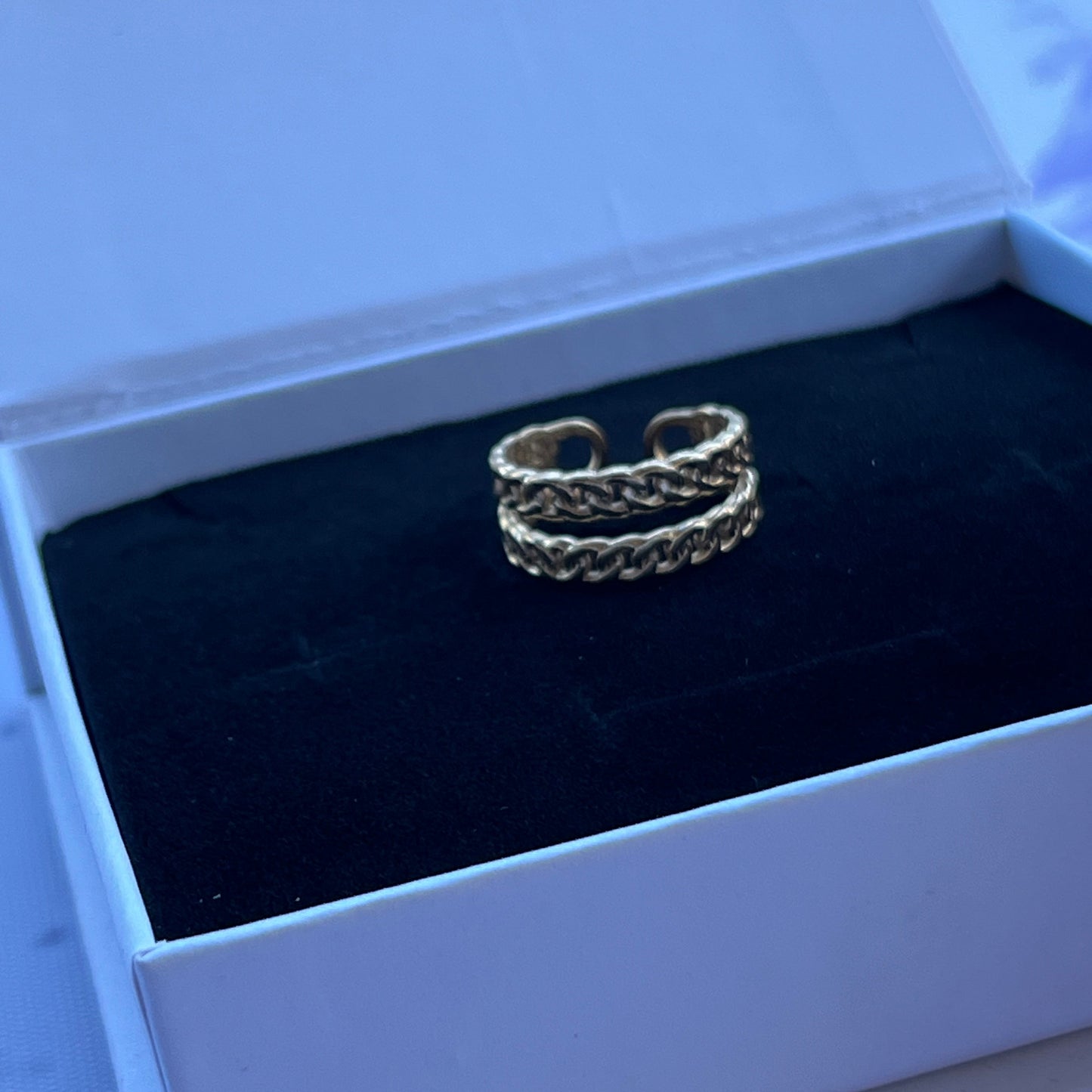 18K Gold Plated Stainless Steel Open Cuff Chain Ring