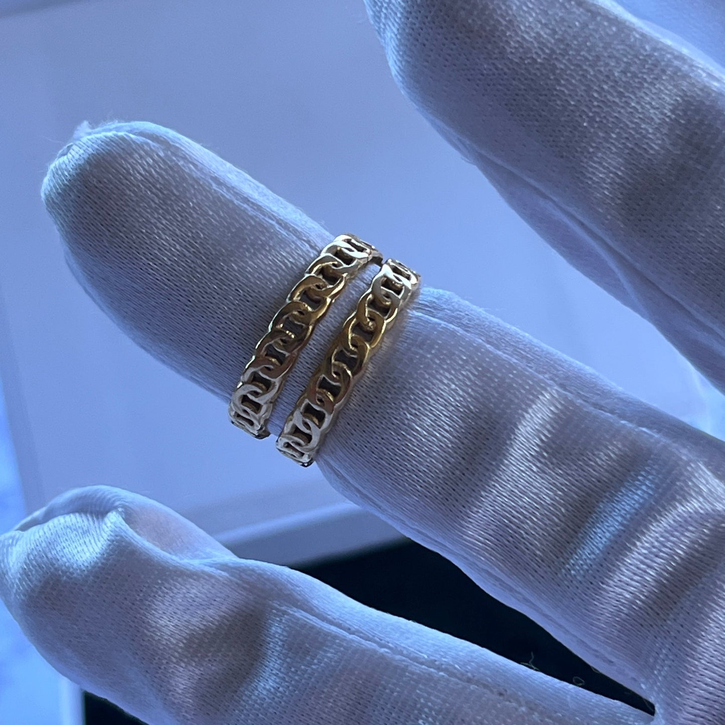 18K Gold Plated Stainless Steel Open Cuff Chain Ring