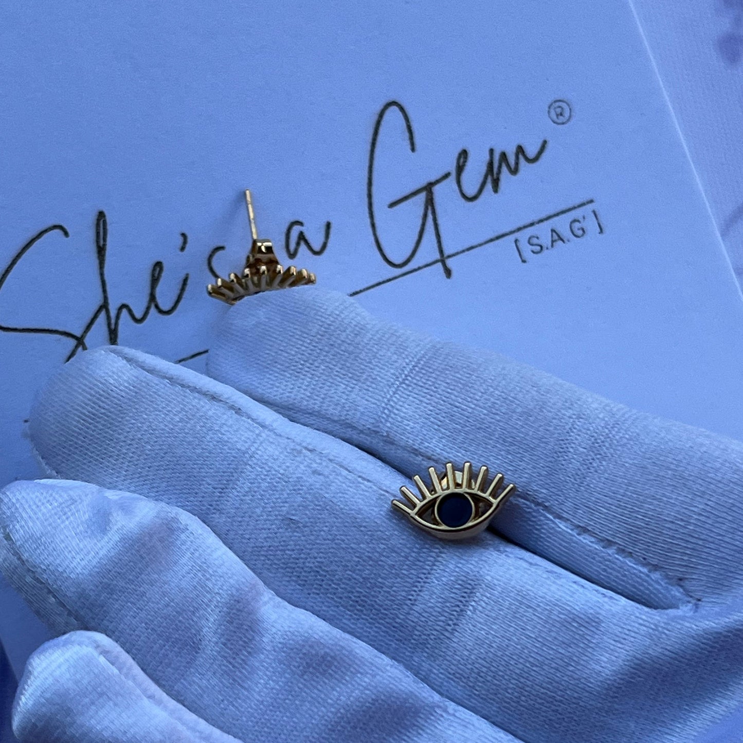 18K Gold Plated Stainless Steel Evil Eyes Earrings