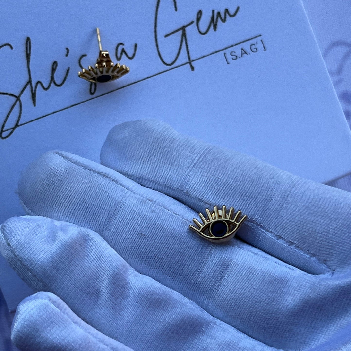 18K Gold Plated Stainless Steel Evil Eyes Earrings