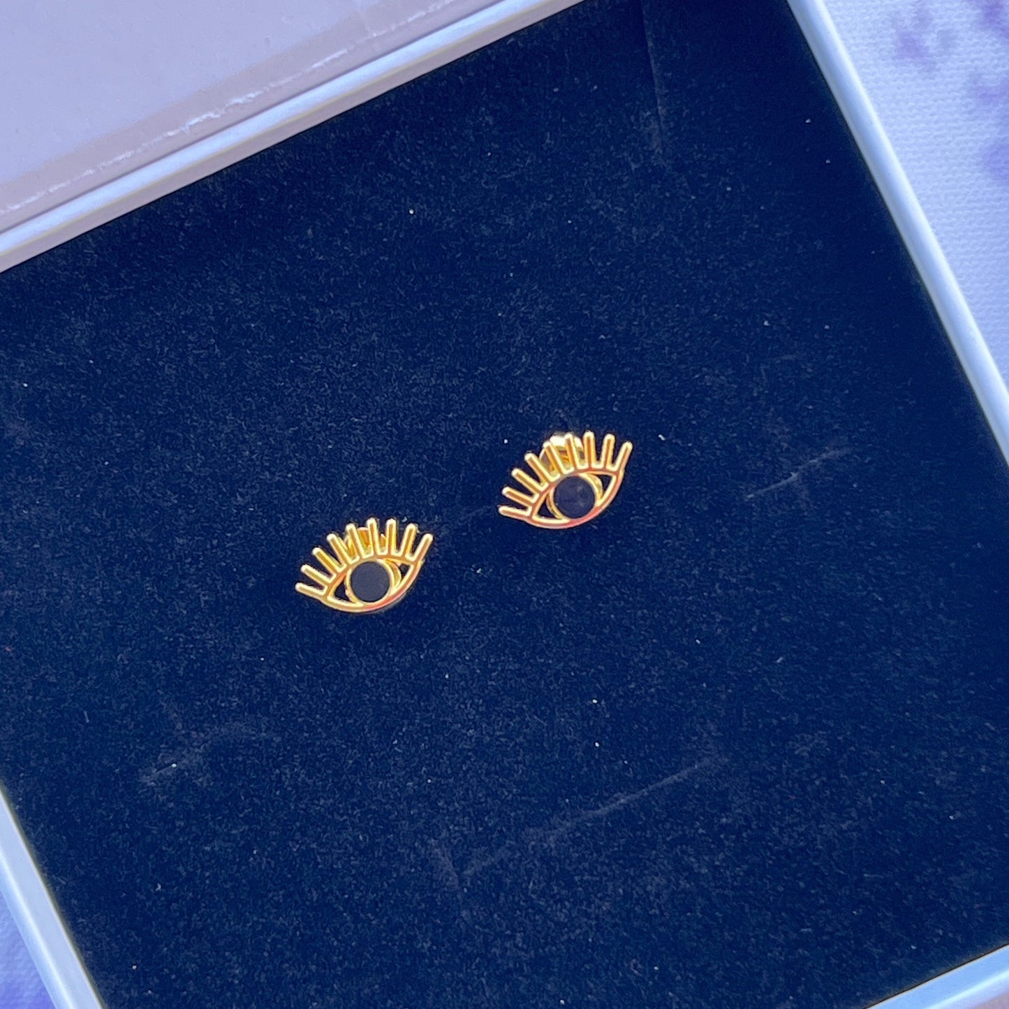 18K Gold Plated Stainless Steel Evil Eyes Earrings