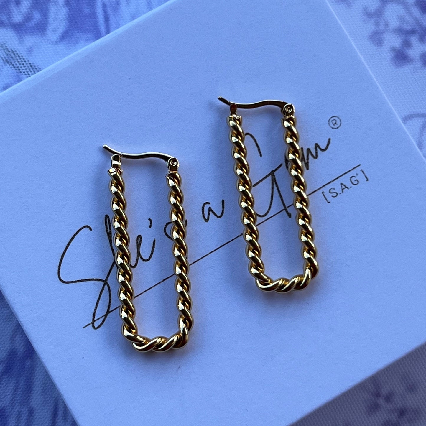 18K Gold Plated Stainless Steel Twist Earrings