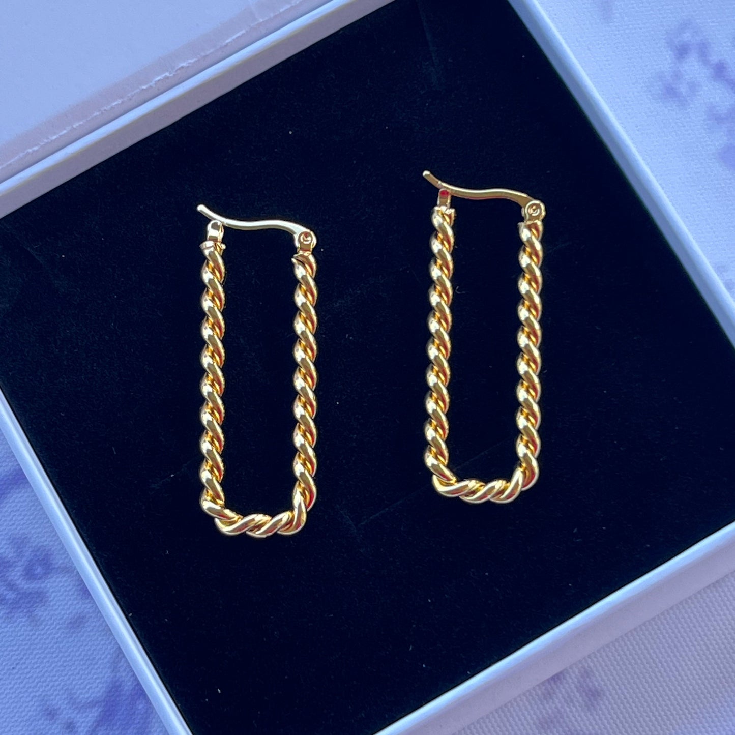 18K Gold Plated Stainless Steel Twist Earrings