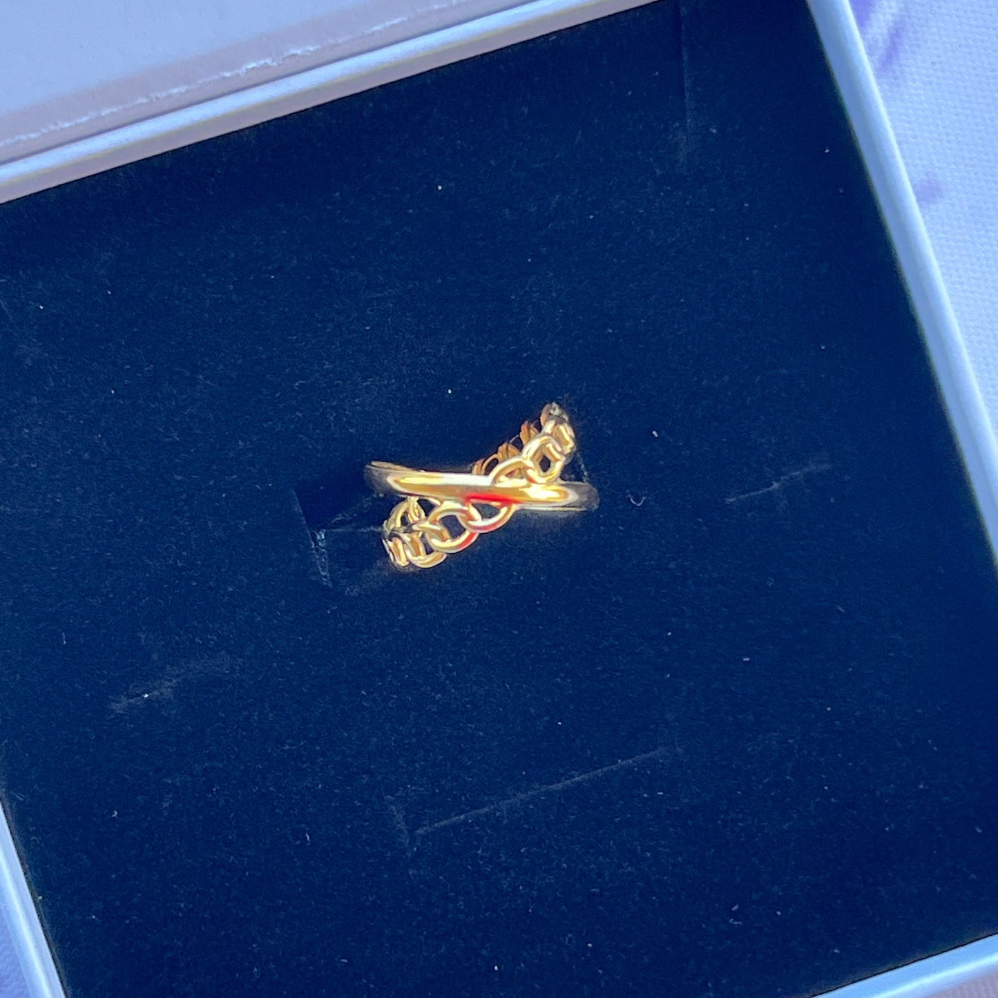 18K Gold Plated Stainless Steel Linked Cuff Chain Ring