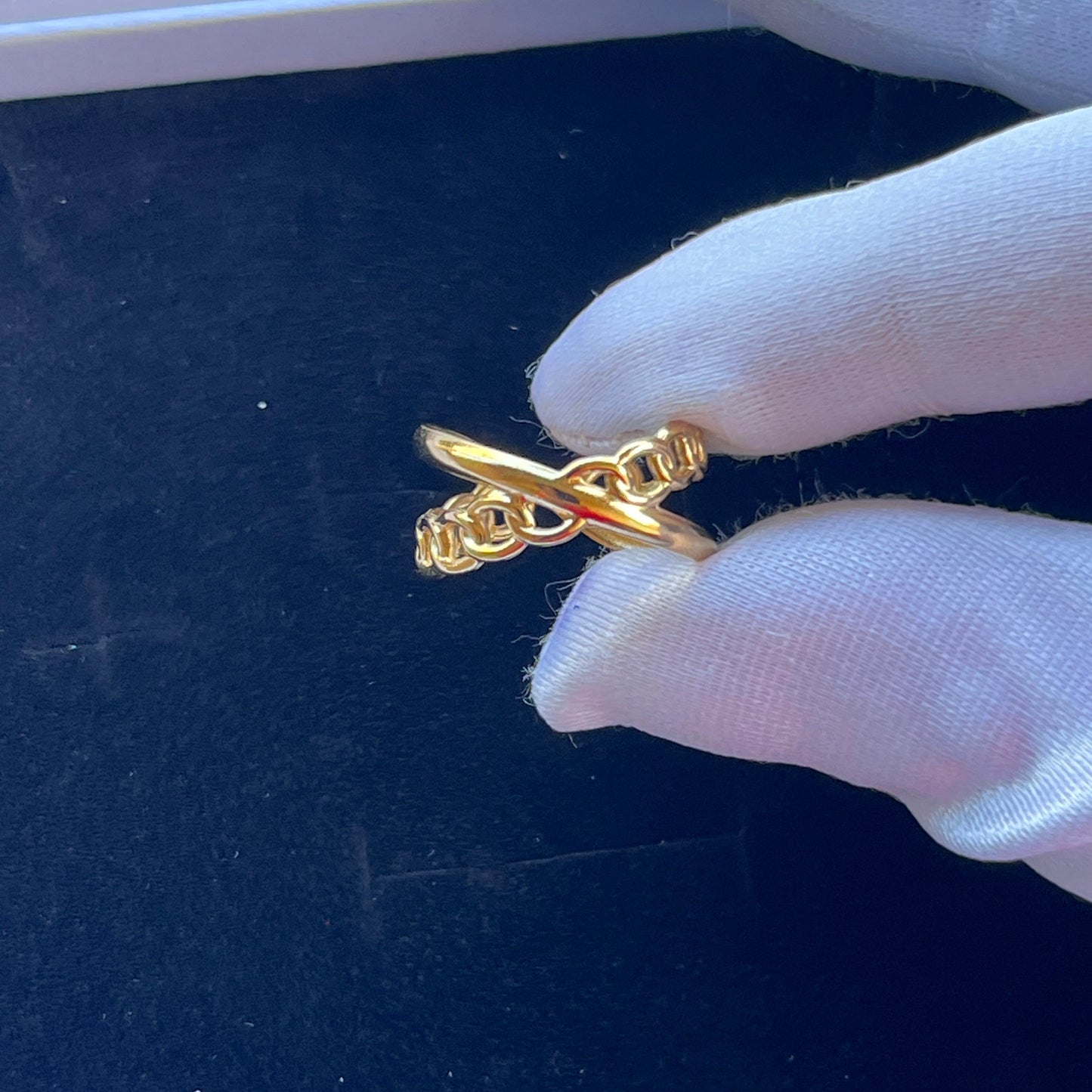 18K Gold Plated Stainless Steel Linked Cuff Chain Ring