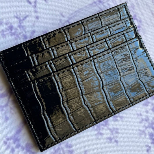 Midnight Faux Croc Double Sided Card Holder