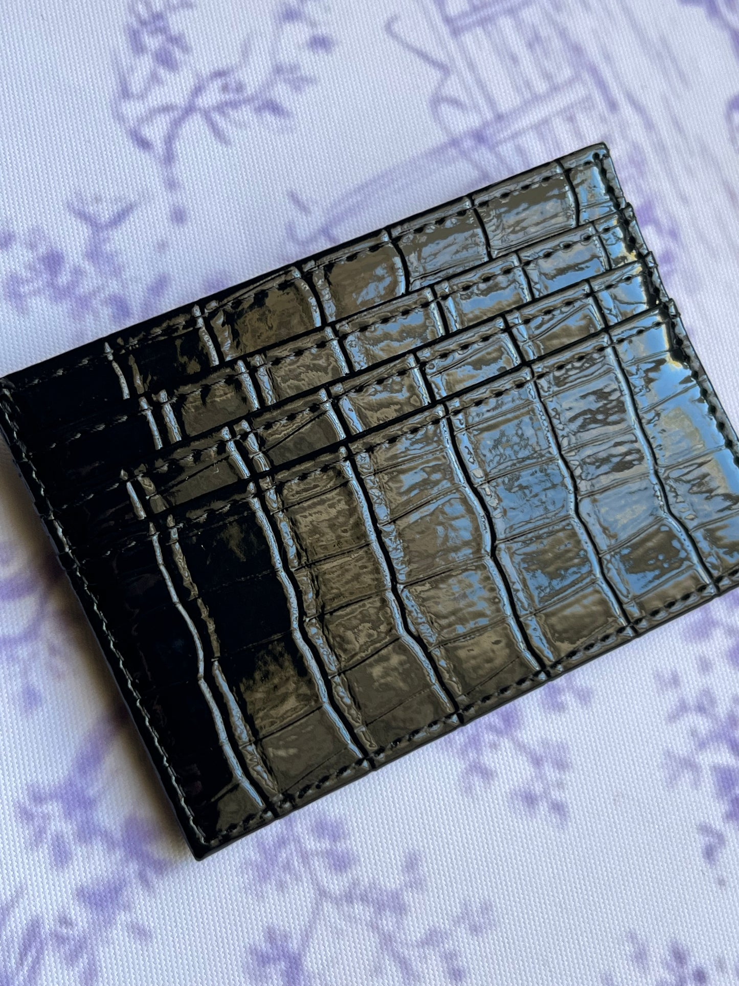 Midnight Faux Croc Double Sided Card Holder