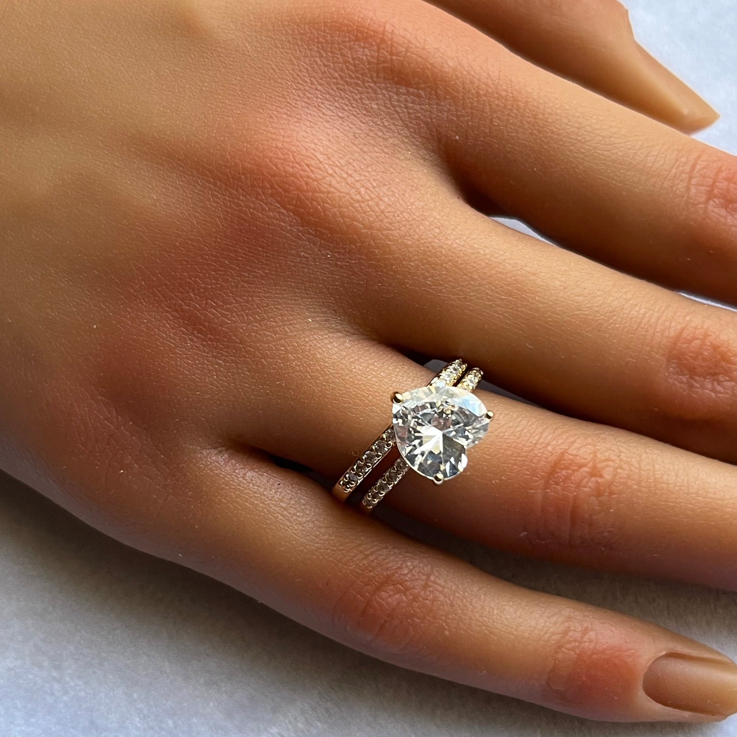 Gold Filled Florentine Heart Ring Set