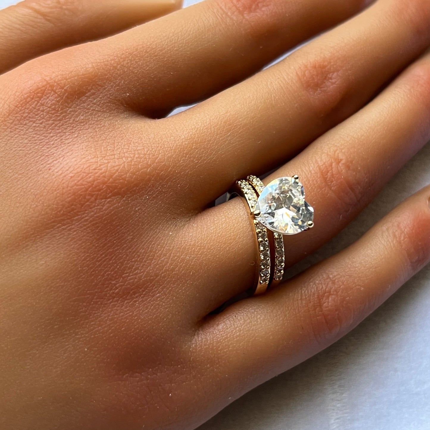 Gold Filled Florentine Heart Ring Set